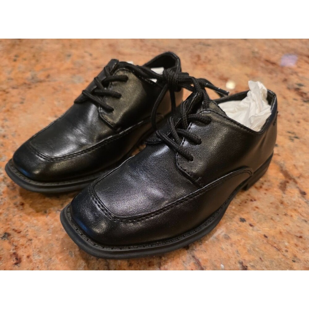 Sonoma Alexander Boys Black Dress Shoes Size 12 Medium Square Toe Lace Up Formal